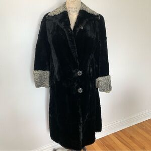 Vintage Black Sheared Beaver Persian Lamb Fur Coat